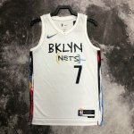 Maillot de Basket #7 Durant Brooklyn Nets 2022-23 city Blanc Imprimé